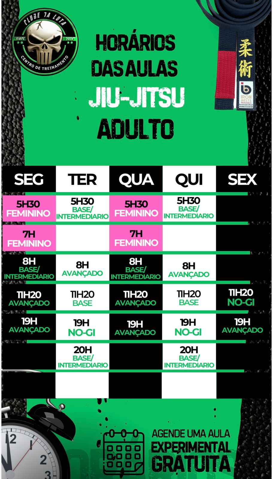 Horários Jiu-Jitsu Adulto